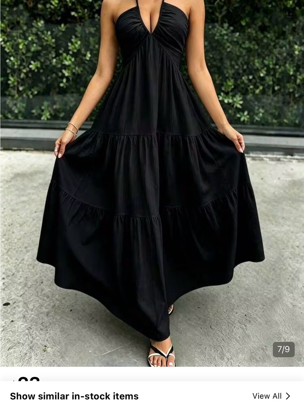 SHEIN Black Halter Tiered Maxi Sundress